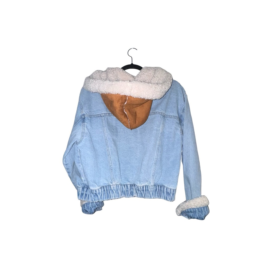 We The Free Free People Sherpa Lined Denim‎ Jacket Small Hooded Light Wash - Picture 5 of 8